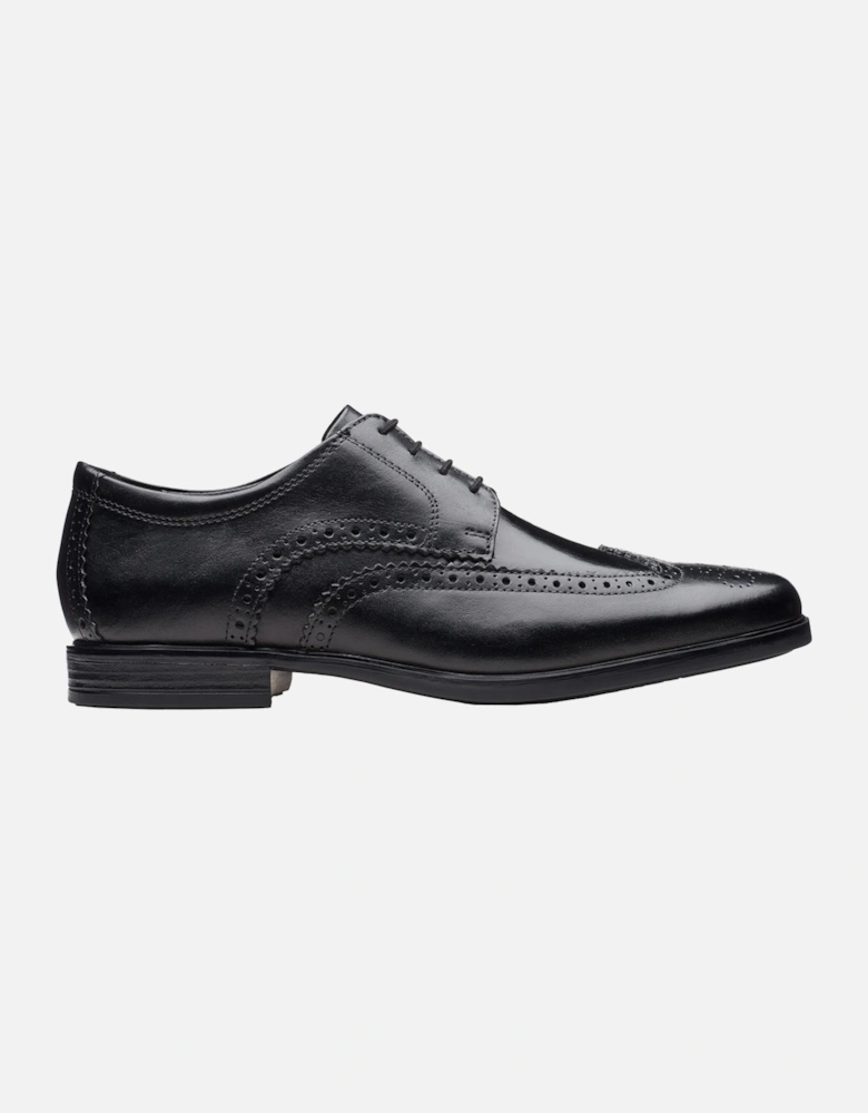 Mens Howard Wing Leather Brogue Shoes (Black)