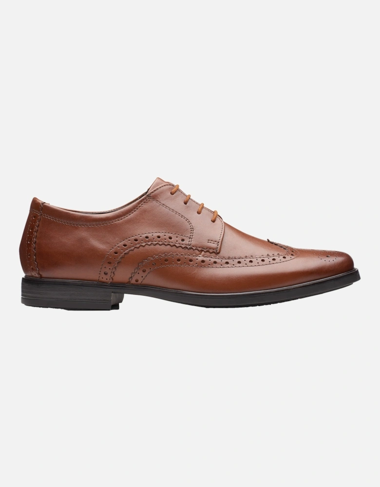 Mens Howard Wing Leather Brogue Shoes (Tan)