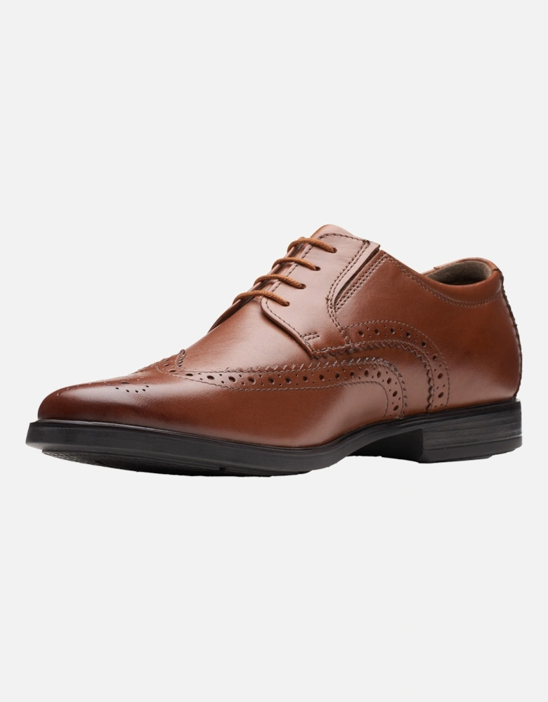 Mens Howard Wing Leather Brogue Shoes (Tan)
