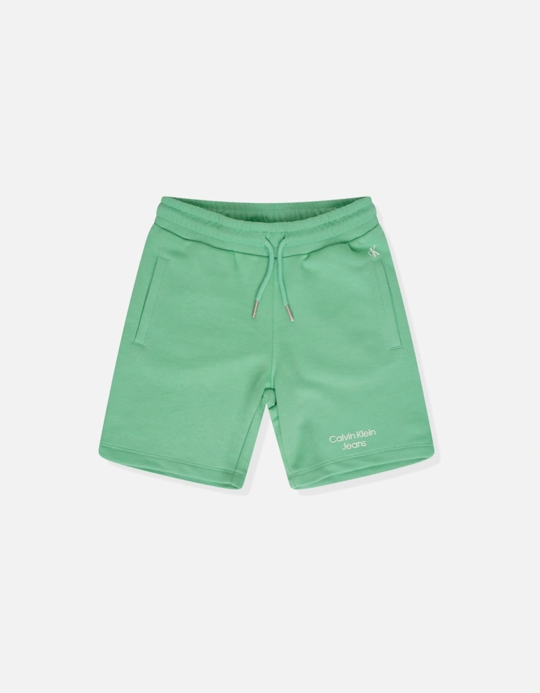 Youths Stack Logo Shorts (Green)