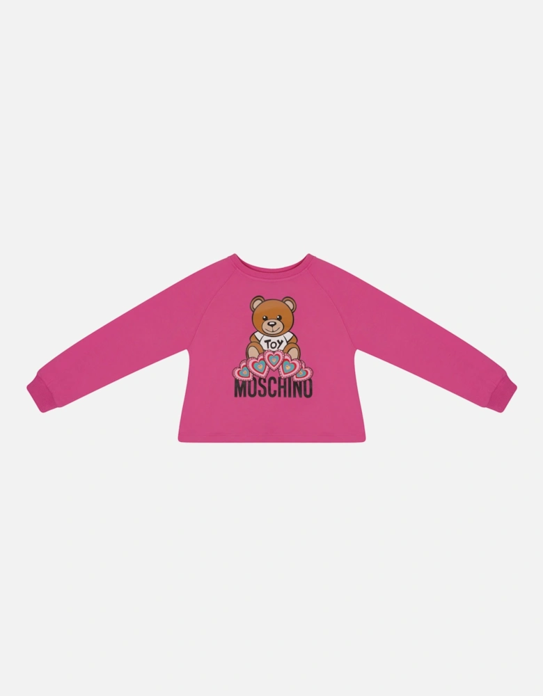Juniors Beaded Hearts Sweatshirt (Pink)