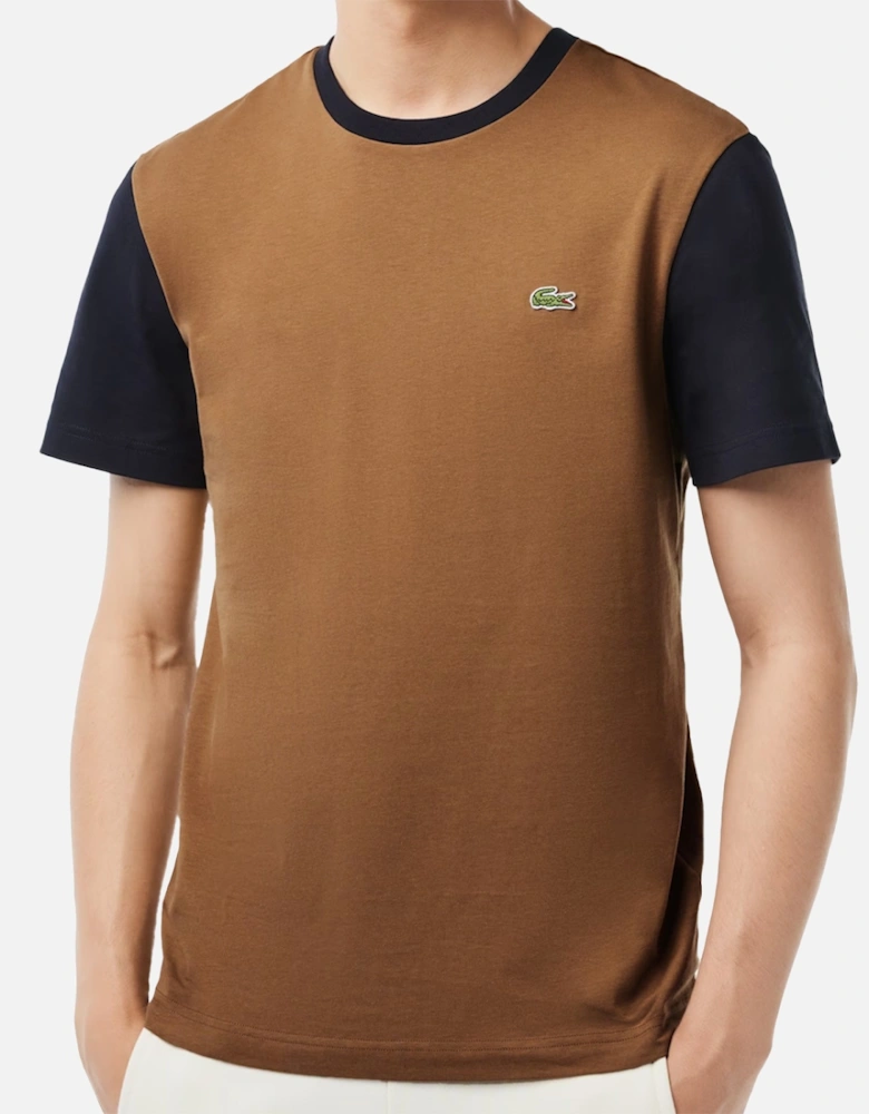 Mens Tipped Neck T-Shirt (Brown)