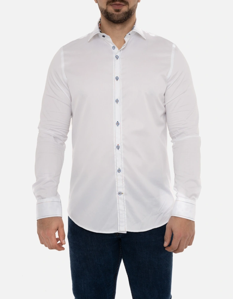 Mens Stitch Trim Shirt (White)