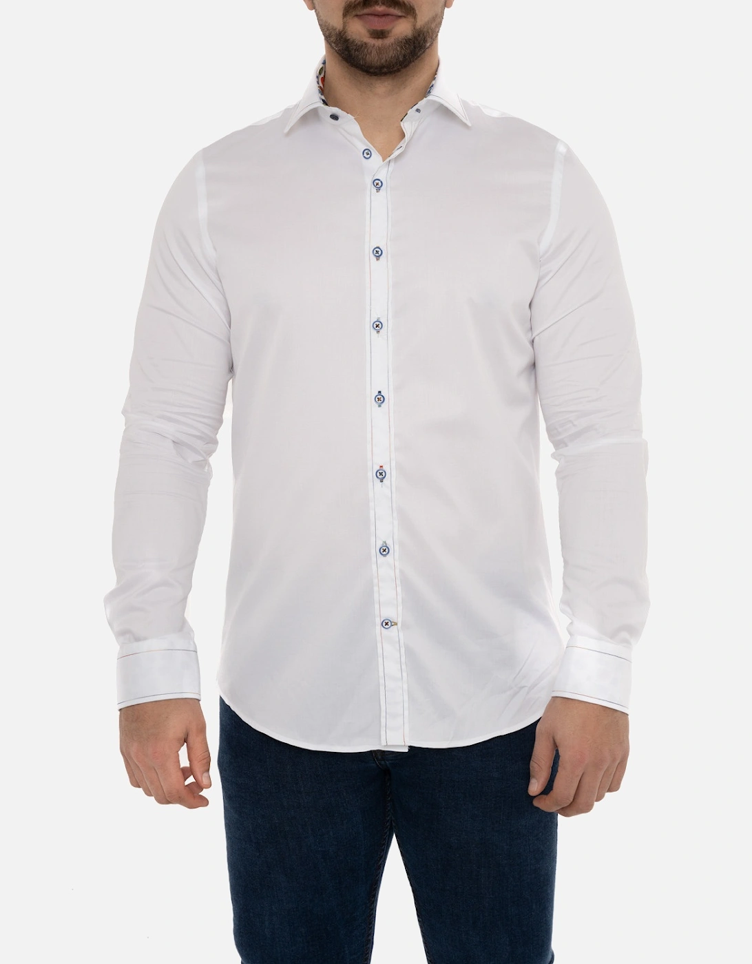 Mens Stitch Trim Shirt (White), 7 of 6
