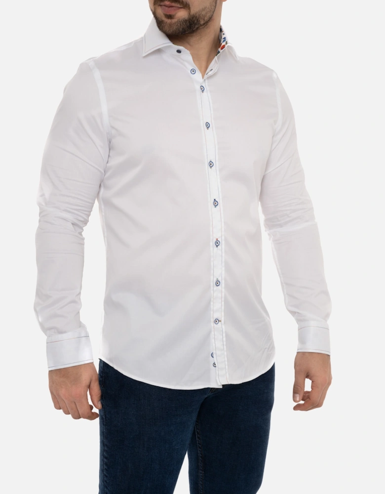 Mens Stitch Trim Shirt (White)