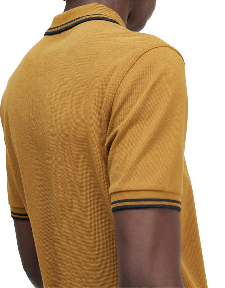 Mens Twin Tipped Collar Polo Shirt (Caramel)