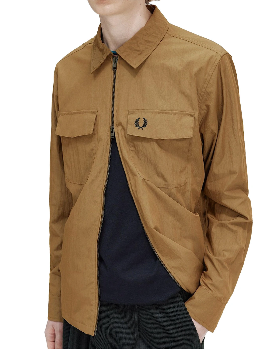 Mens Full Zip Overshirt (Brown)