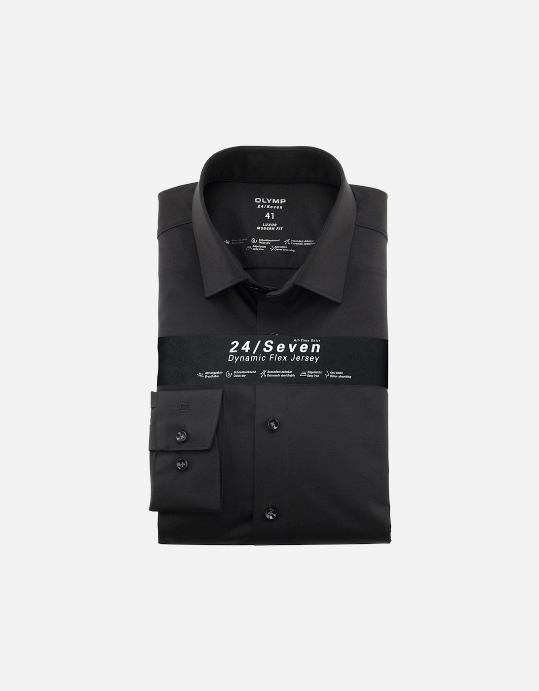 Mens Luxor 24/Seven Modern Fit Business Shirt (Black), 4 of 3