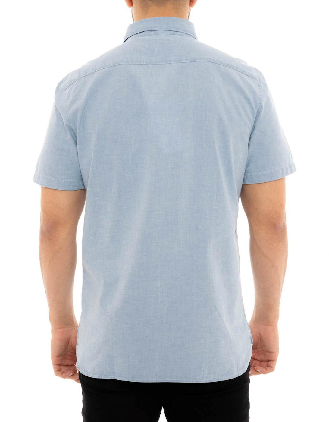 Mens Short Sleeve Chambray Shirt (Light Blue)