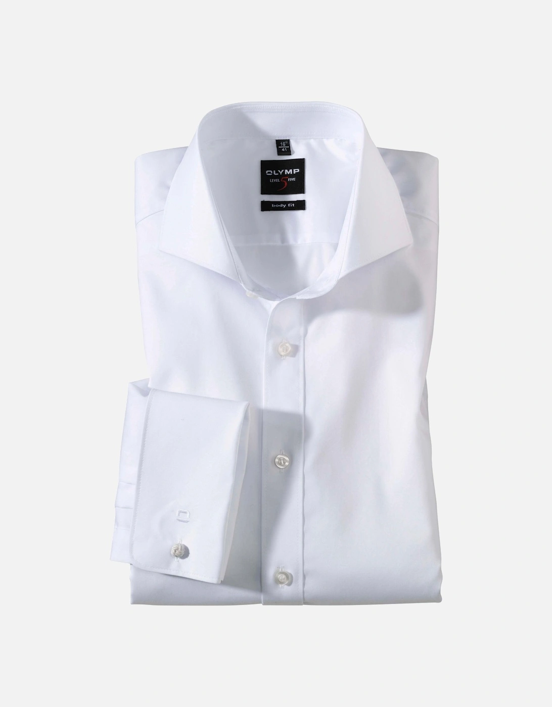 Mens Level Five Double Cuff Body Fit Dinner Shirt (White), 4 of 3