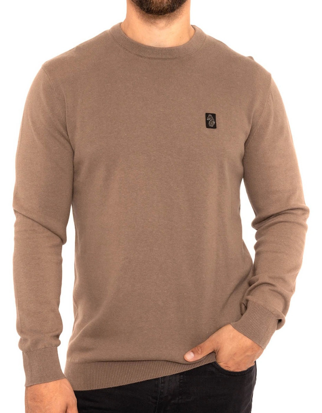 Luke Mens Florence L/S Knitted Crew Sweatshirt (Clay), 7 of 6