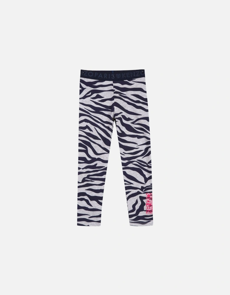 Kids Juniors Tiger Stripe Leggings (Grey)