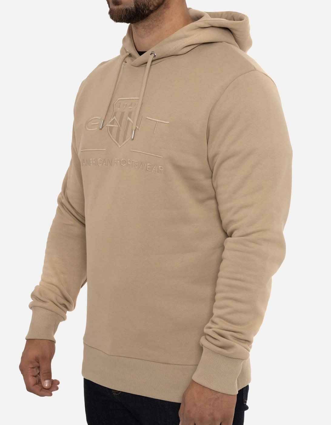 Mens Tonal Archive Shield Hoodie (Beige)