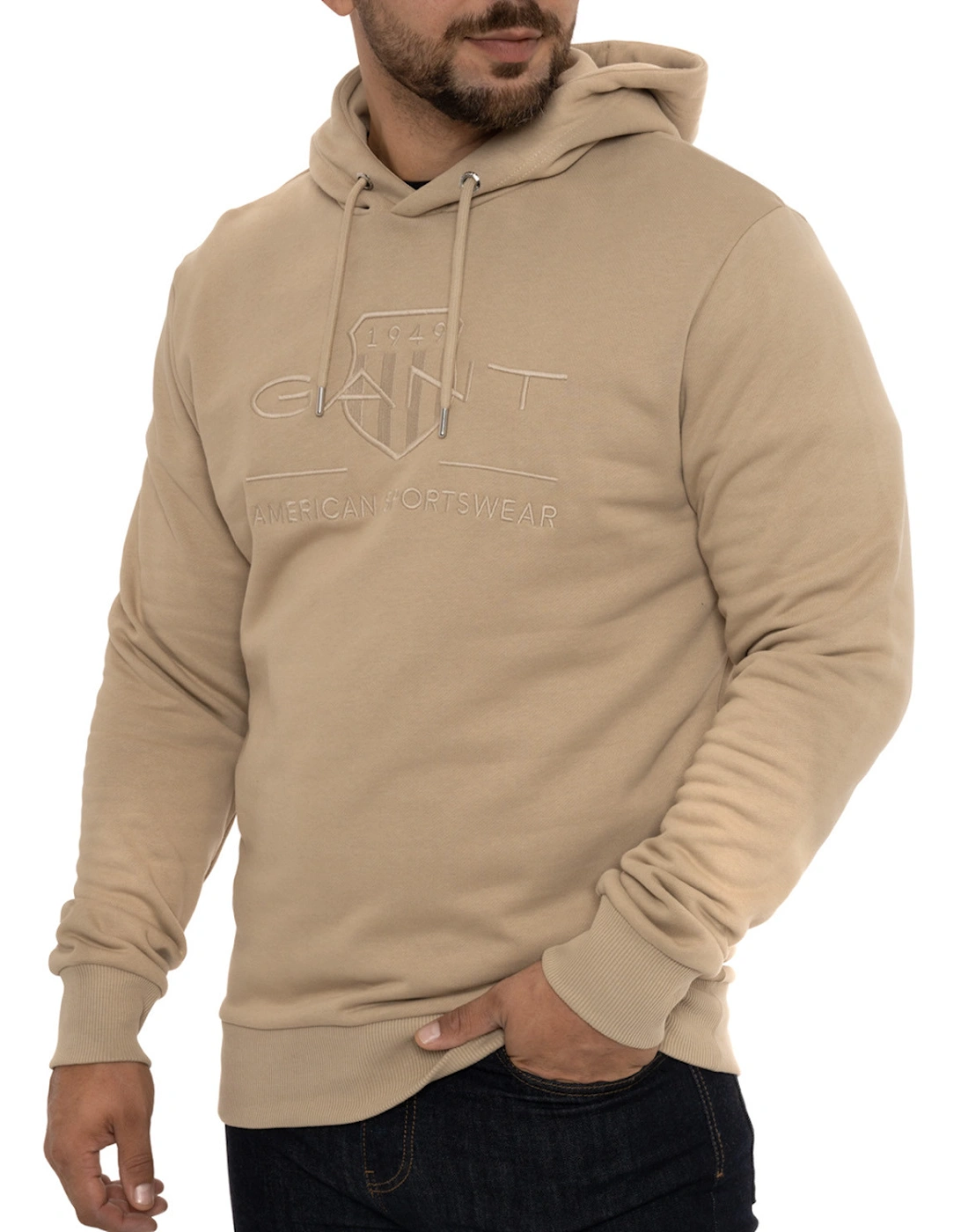 Mens Tonal Archive Shield Hoodie (Beige)