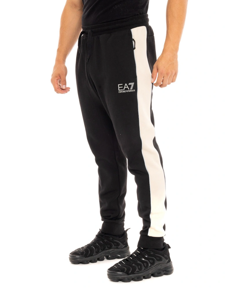 Mens Leg Panel Logo Joggers (Black/Beige)