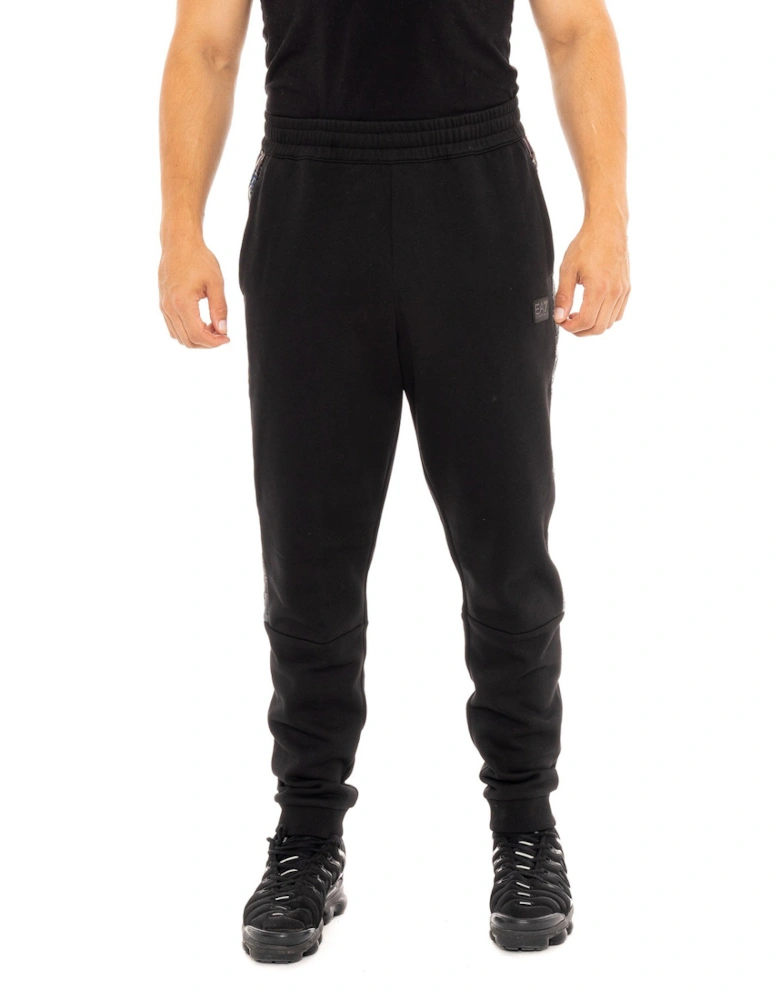 Mens Tape Leg Logo Joggers (Black)