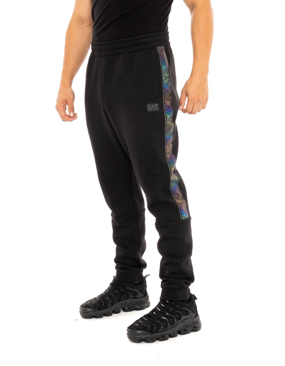 Mens Tape Leg Logo Joggers (Black)