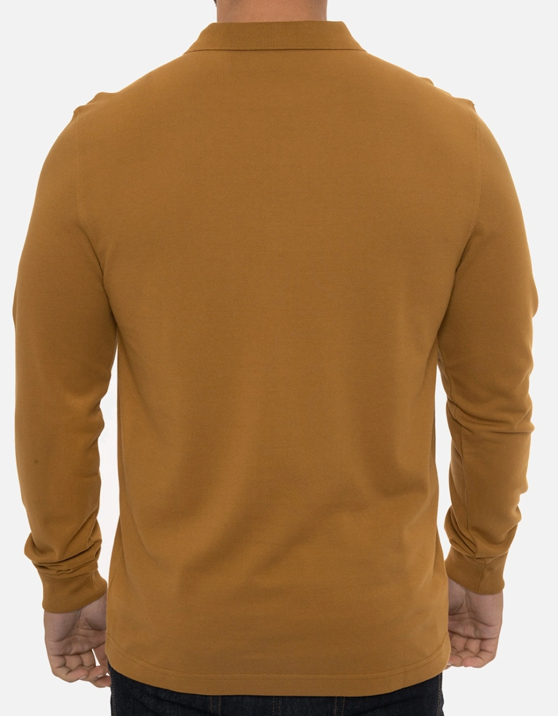 Mens Long Sleeve Plain Polo Shirt (Caramel)