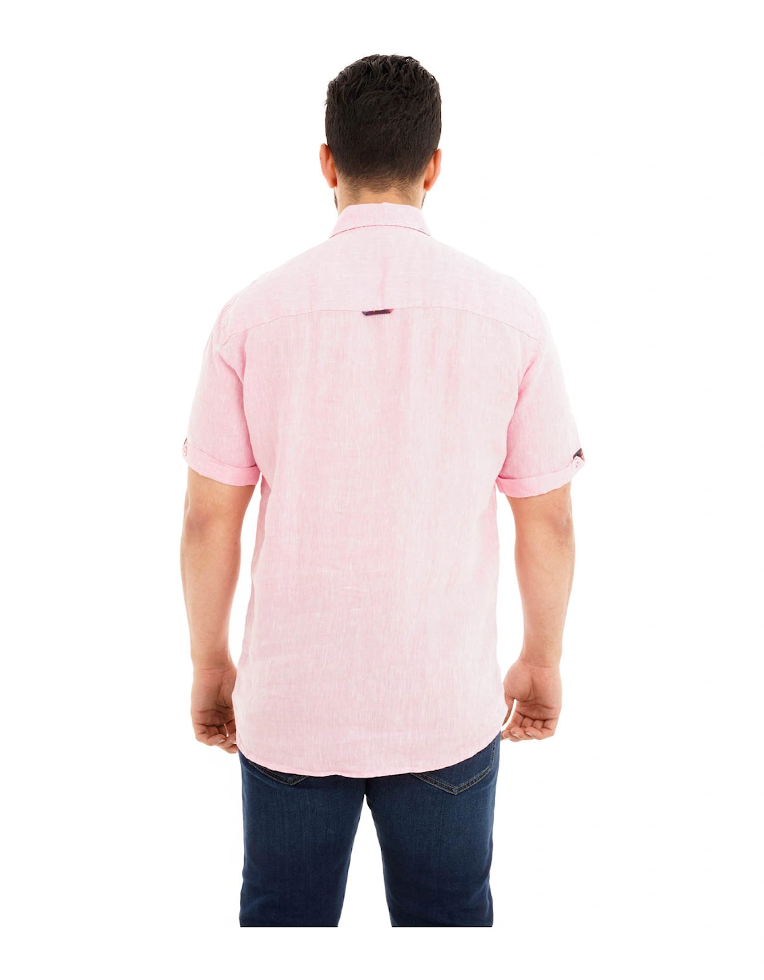 Mens S/S Linen Shirt (Pink)