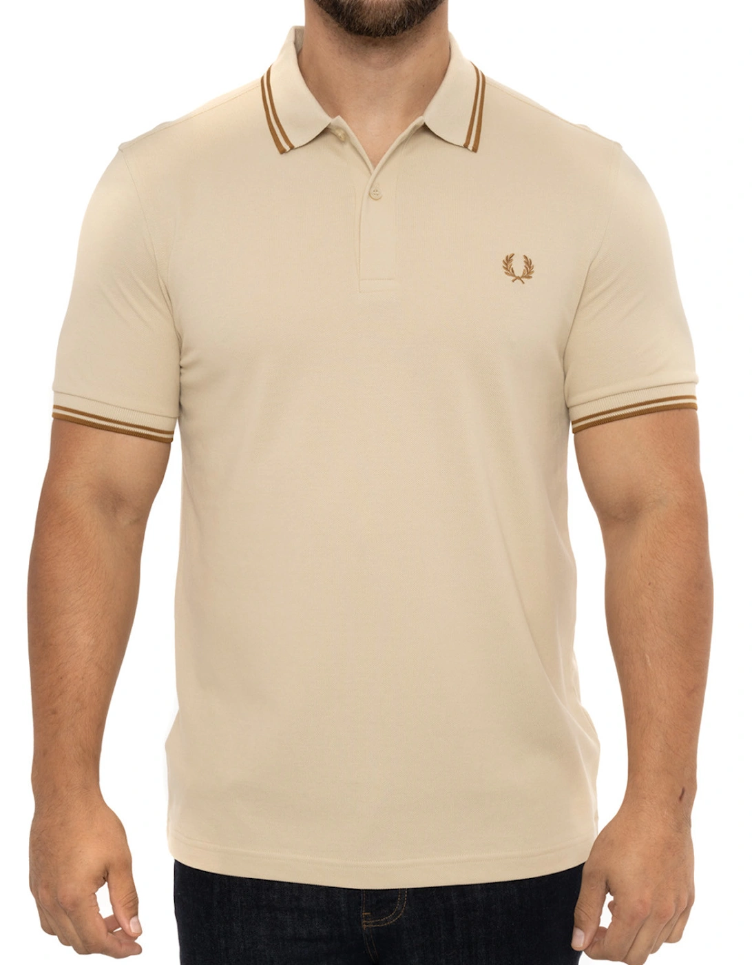 Mens Twin Tipped Collar Polo Shirt (Oatmeal), 8 of 7