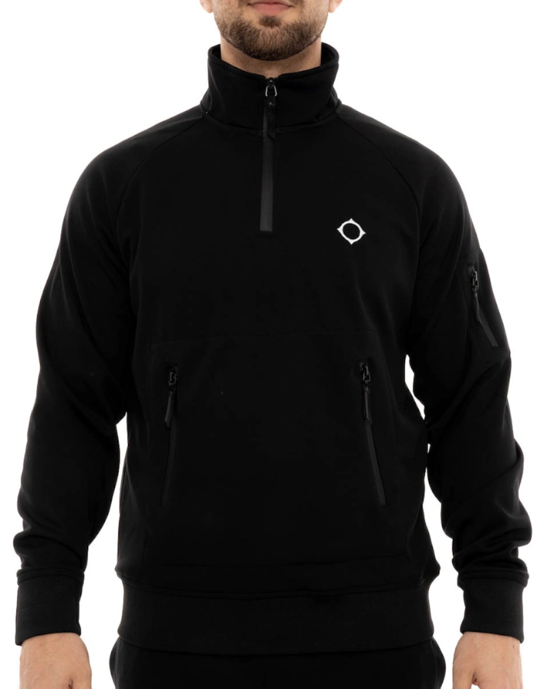 MA. STRUM Mens Tech Fleece Quarter Zip Sweatshirt (Black)