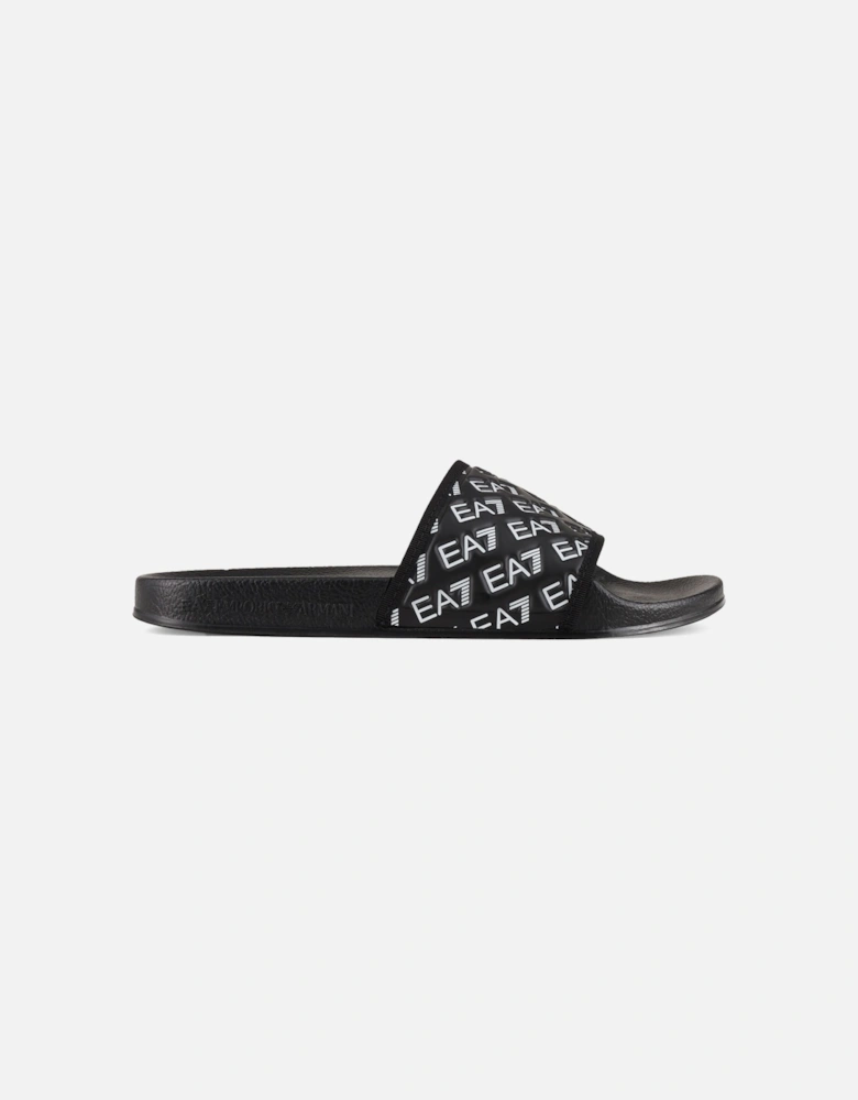 Armani Mens Multi Logo Slide (Black/White)