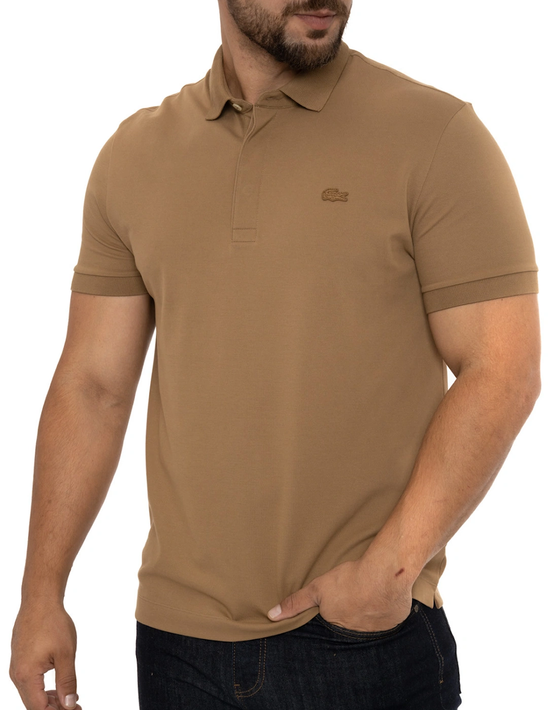 Mens Paris Concealed Button Polo Shirt (Brown)