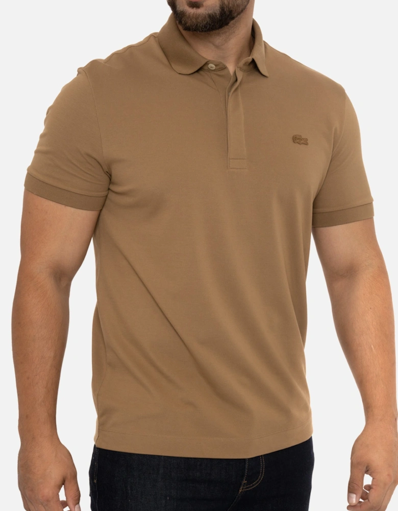 Mens Paris Concealed Button Polo Shirt (Brown)