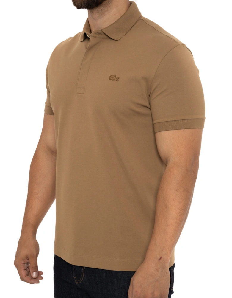 Mens Paris Concealed Button Polo Shirt (Brown)