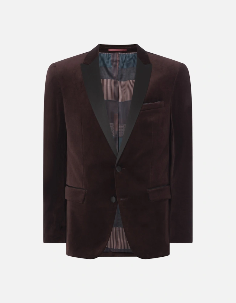 Mens Monti Slim Fit Velvet Jacket (Burgundy)