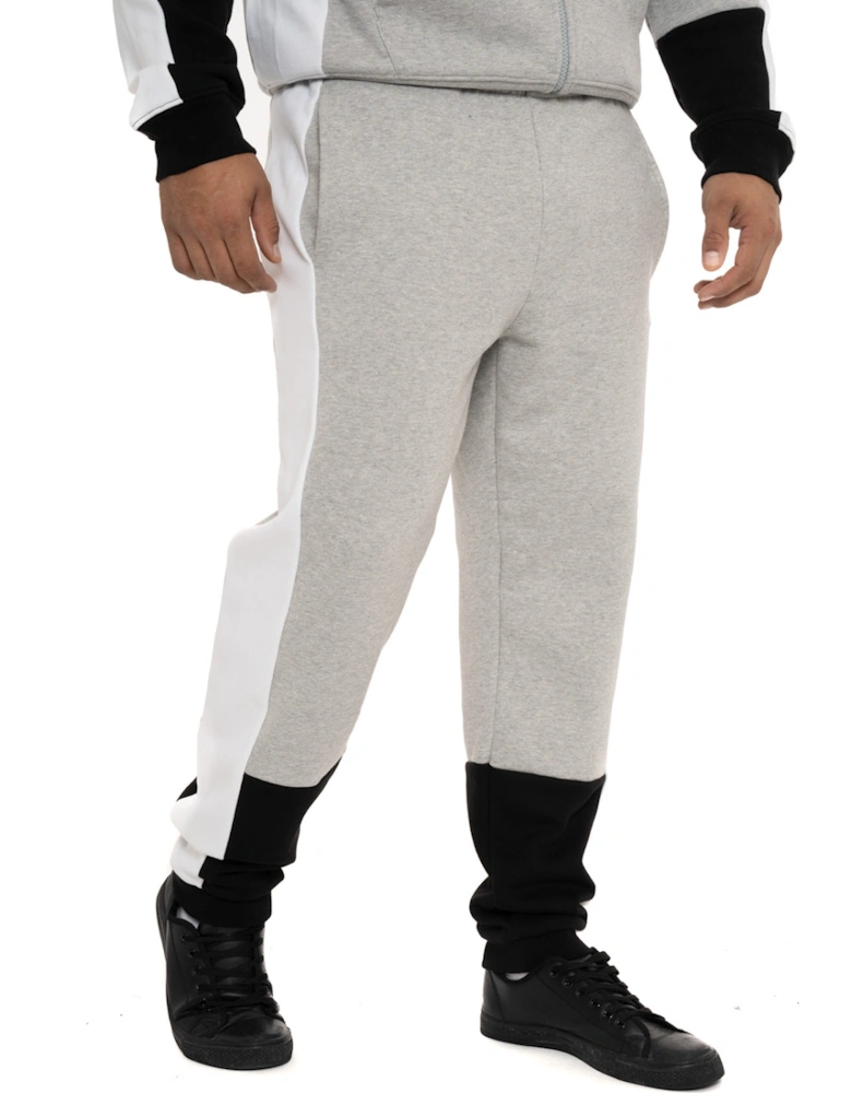 Mens Contrast Panel Joggers (Grey/White)