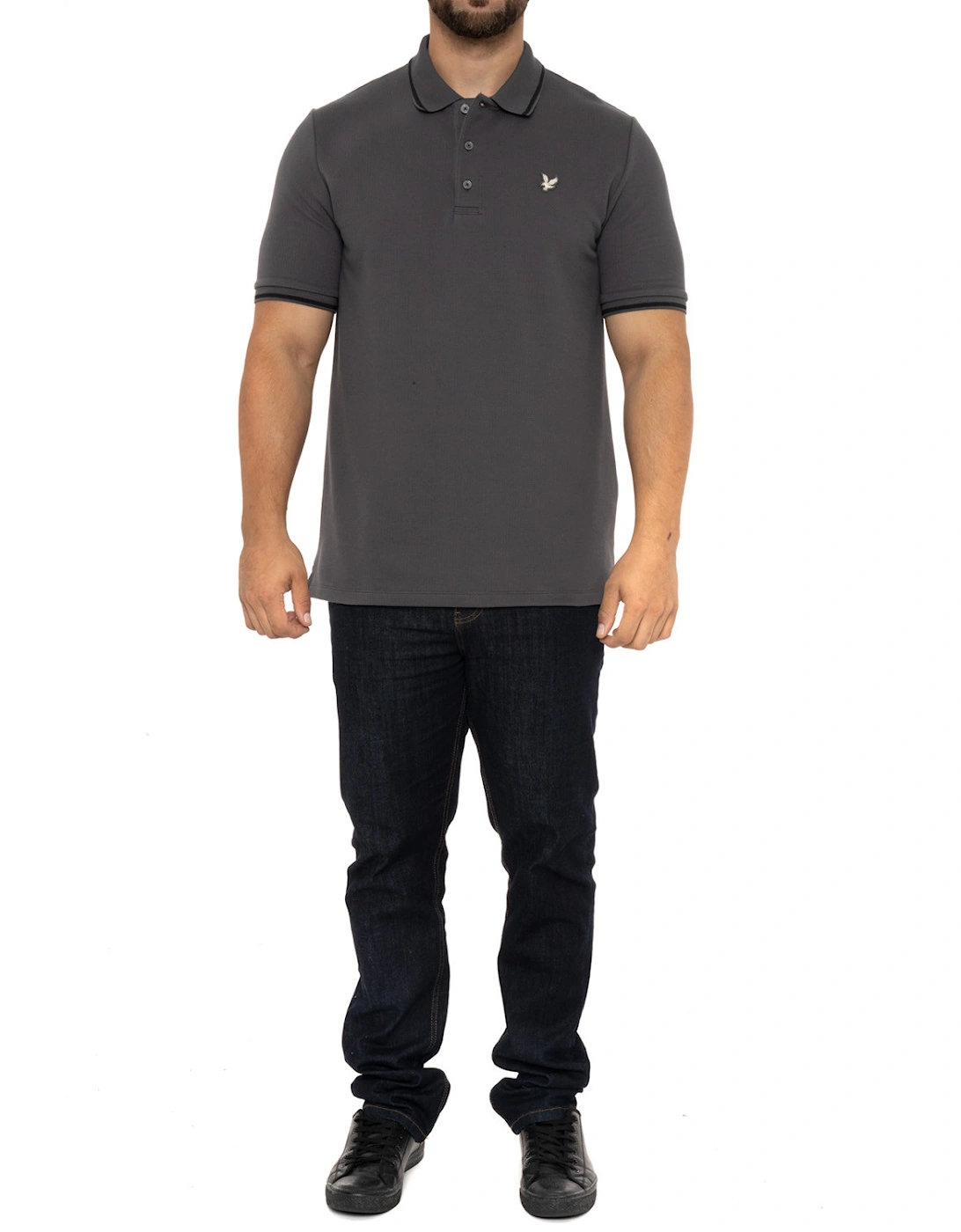 Lyle & Scott Mens Flatback Tipped Collar Polo Shirt (Dark Grey)