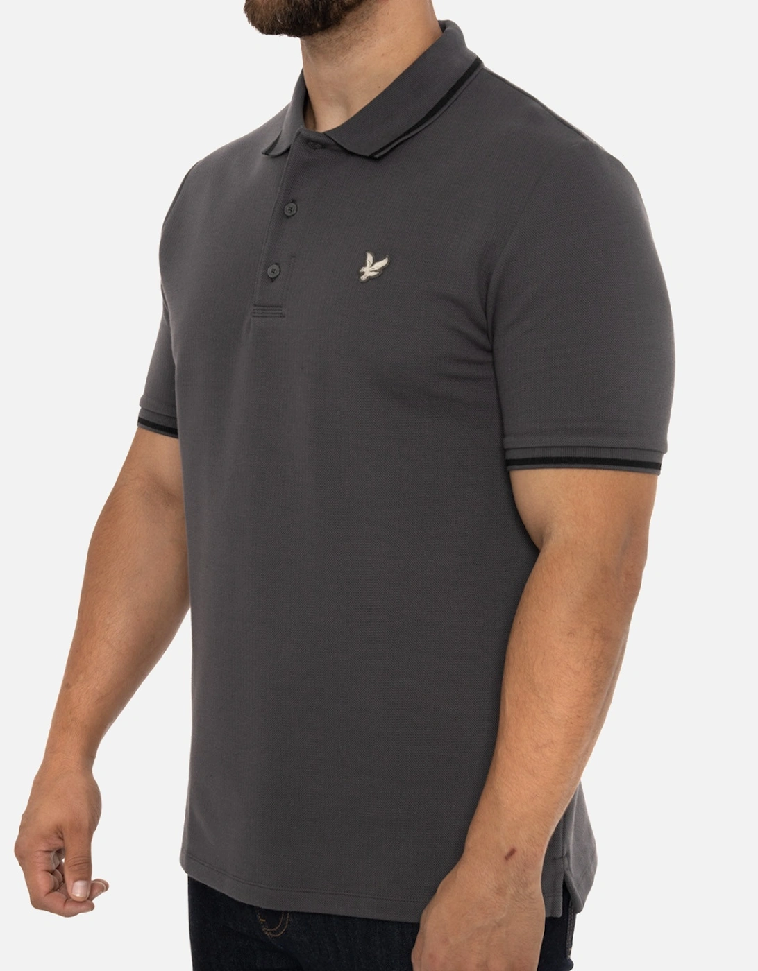 Lyle & Scott Mens Flatback Tipped Collar Polo Shirt (Dark Grey)