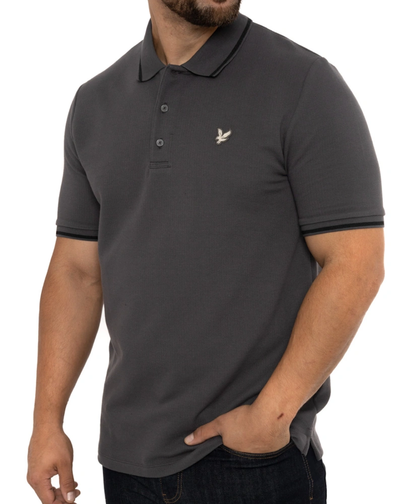 Lyle & Scott Mens Flatback Tipped Collar Polo Shirt (Dark Grey)