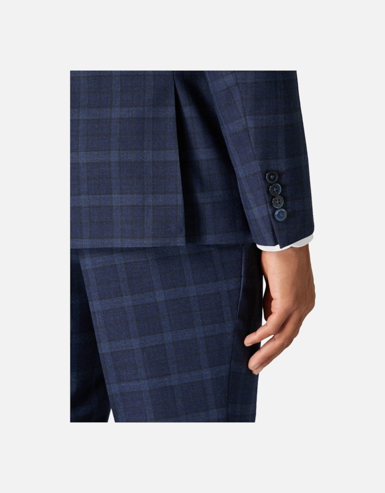 Mens Palucci Check Tapered Fit Trousers (Blue)