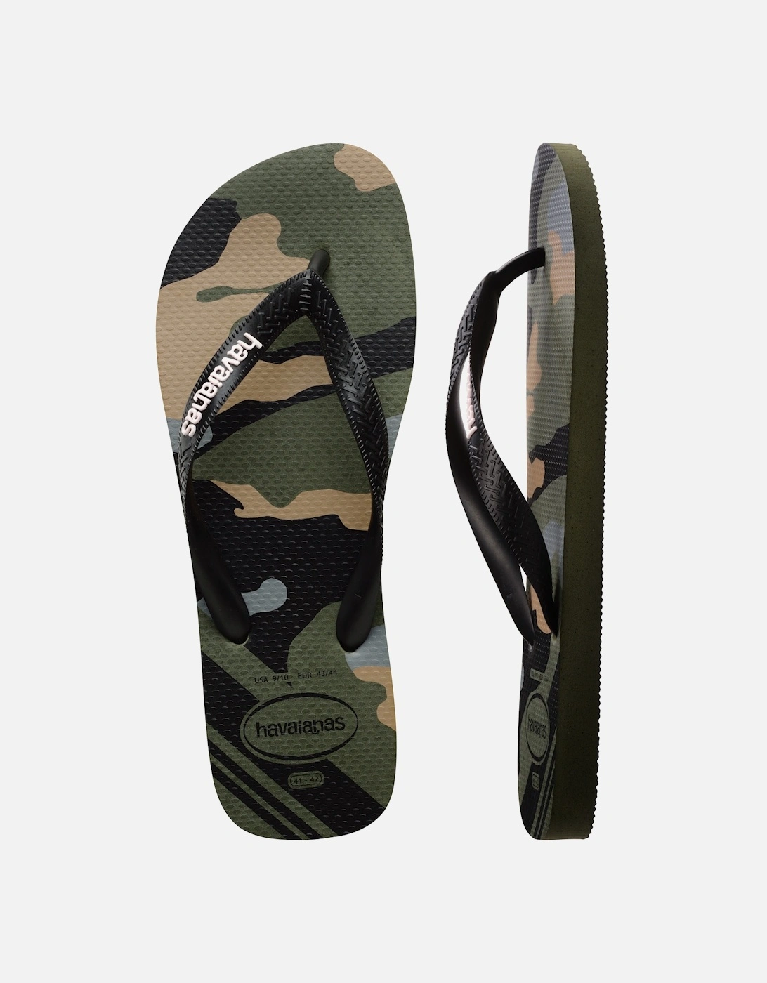 Mens Top Camo Flip Flops (Green)