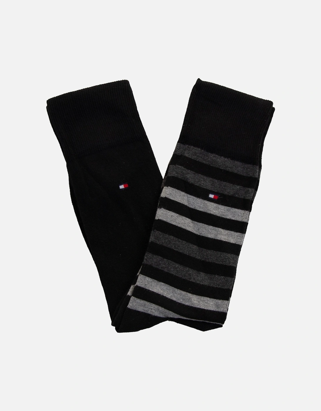 Tommy Hilfiger Mens Duo Stripe Socks 2 Pack (Black), 4 of 3
