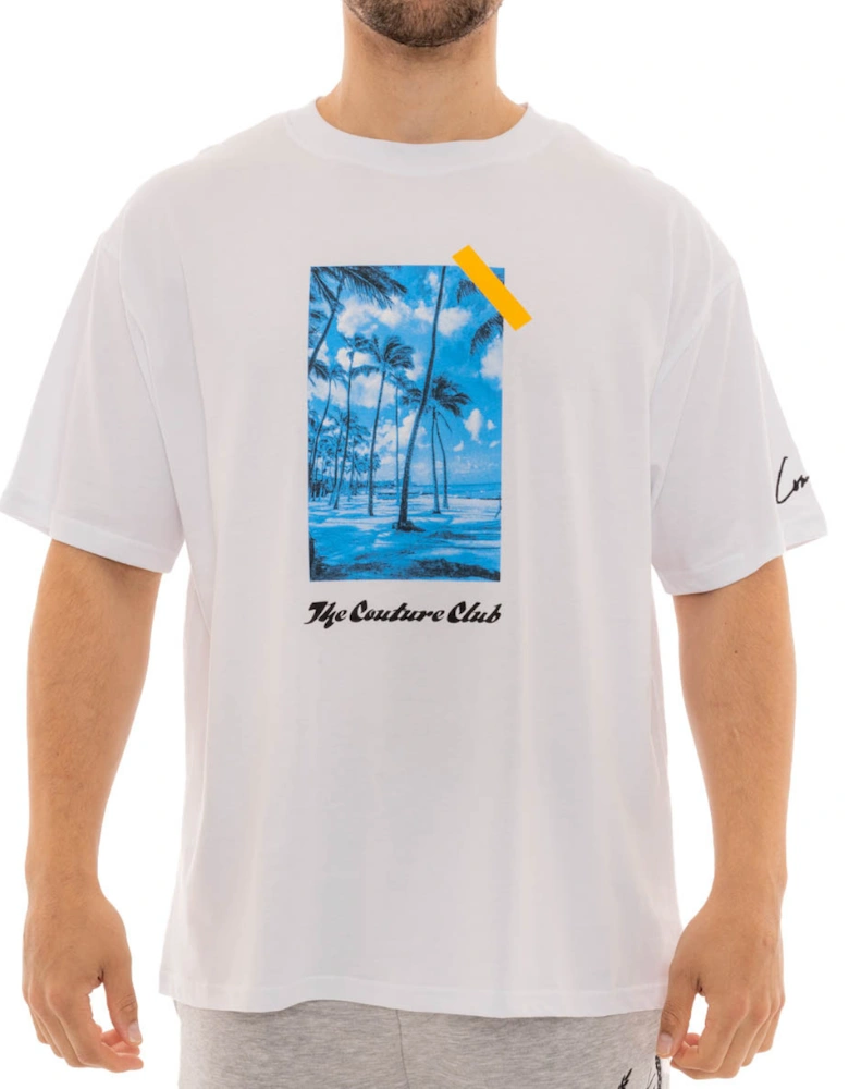 Mens Club Palm Graphic T-Shirt (White)