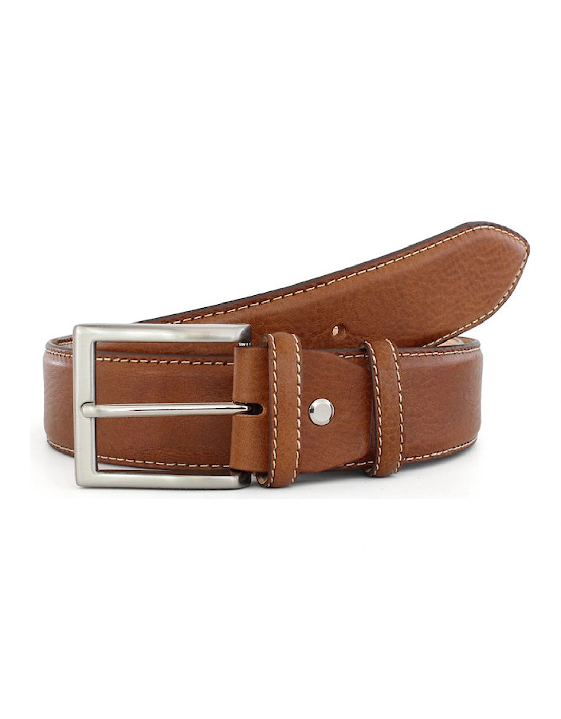 Mens Tumbled Leather Belt (Tan), 2 of 1