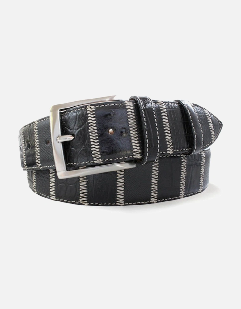 Mens Patchwork 40mm Leather Belt (Black)