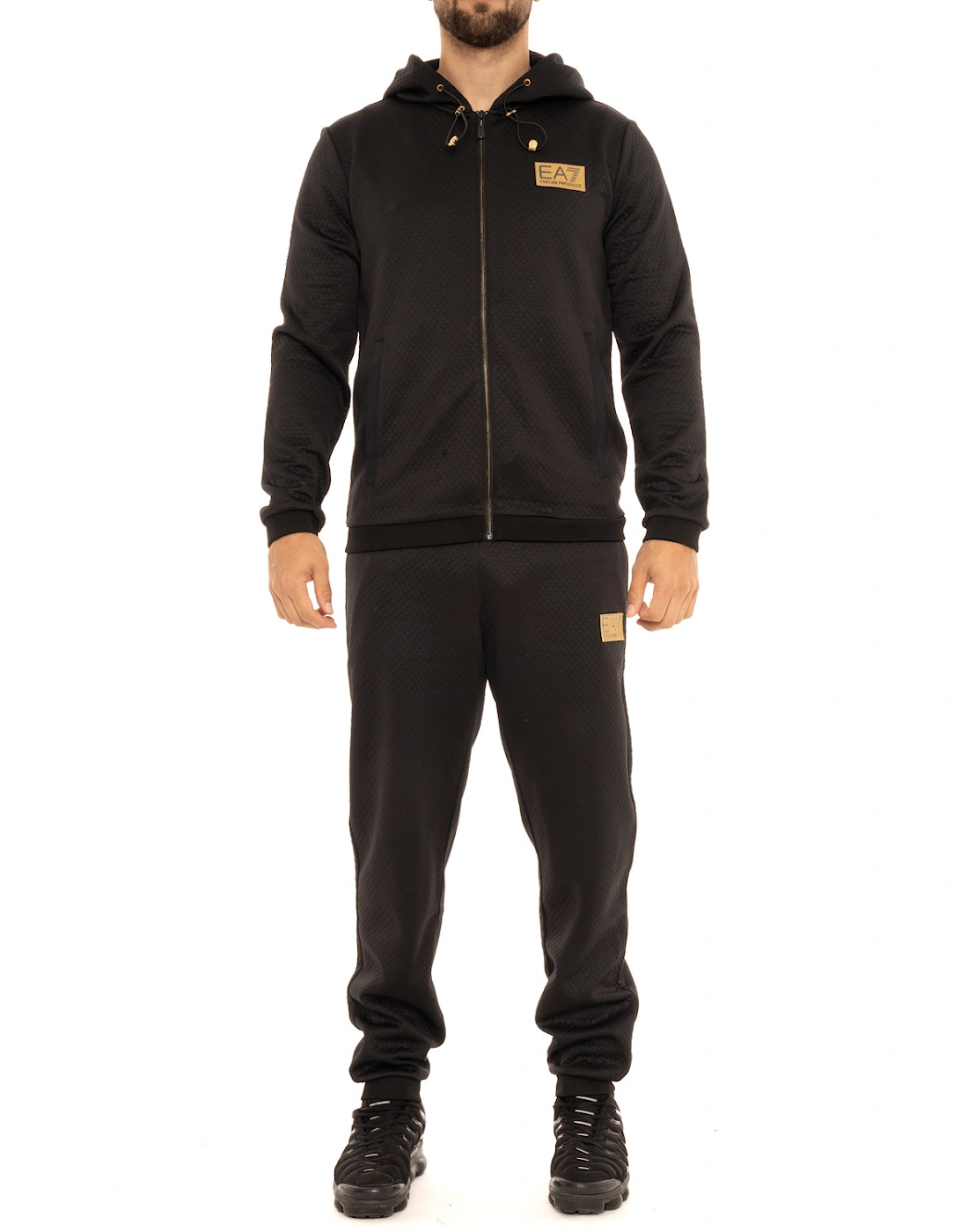 Quilted Effect Joggers (Black)