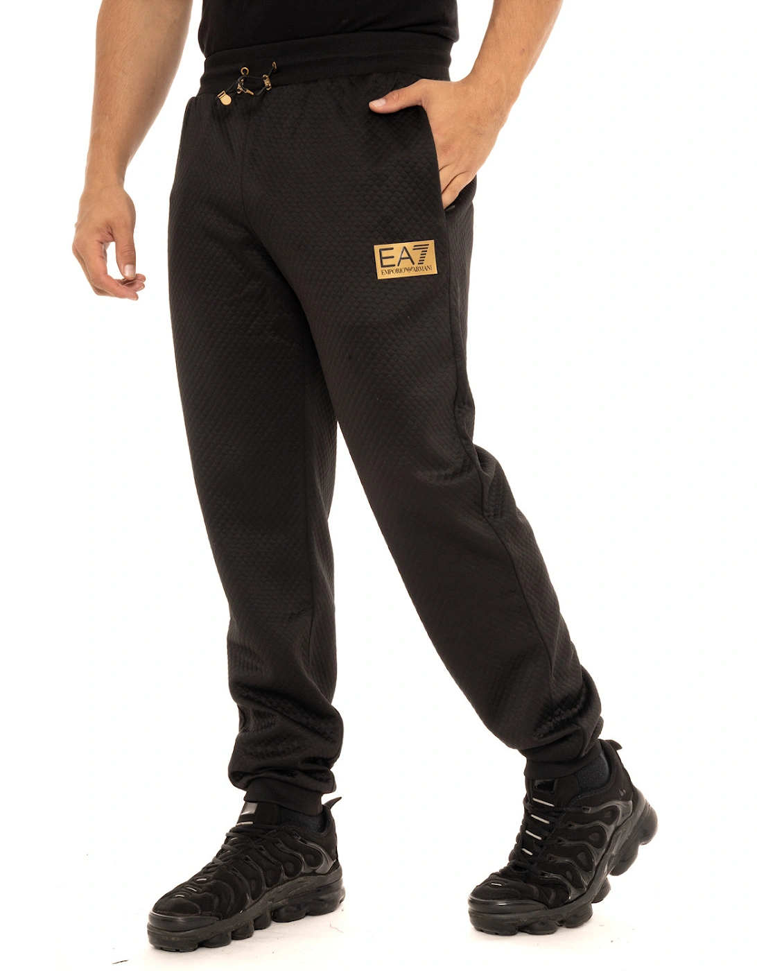 Quilted Effect Joggers (Black)