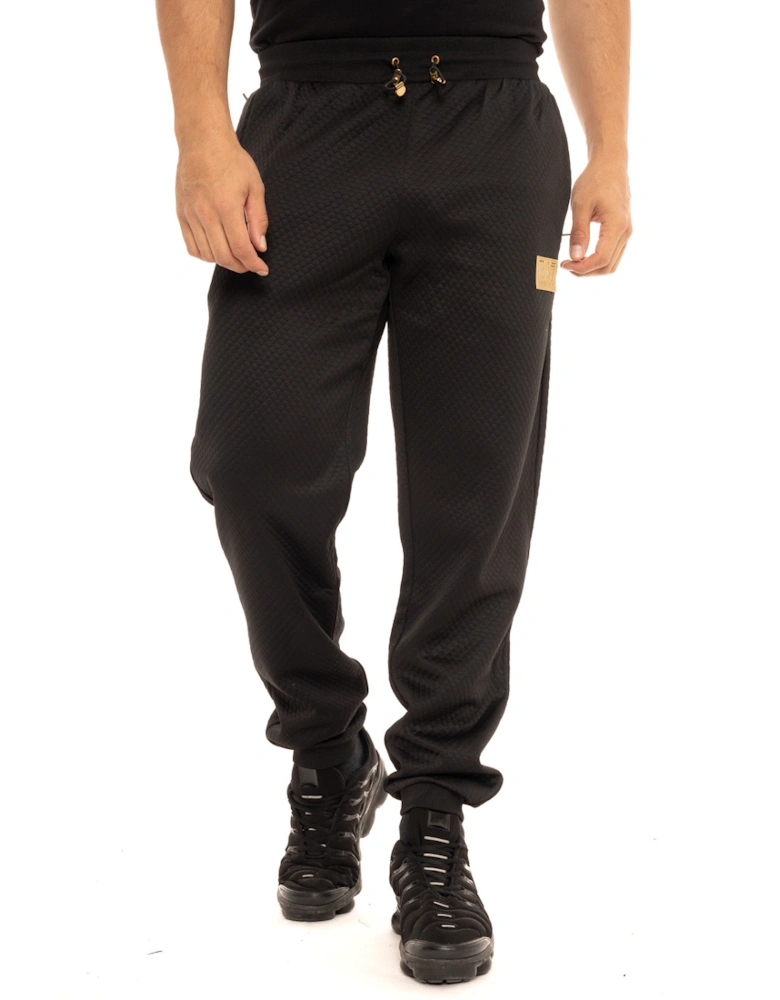 Quilted Effect Joggers (Black)