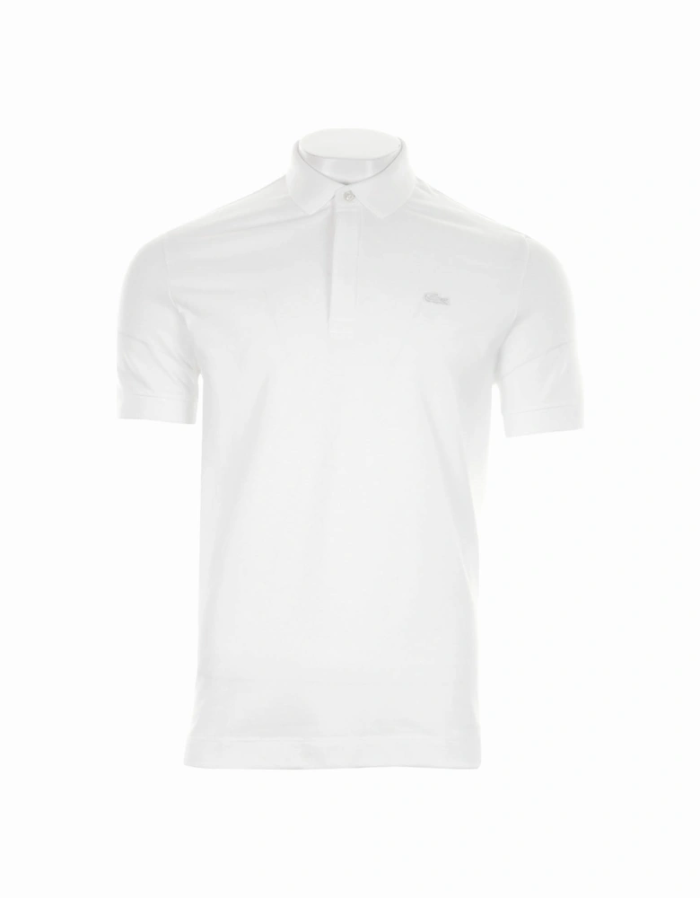 Mens Paris Concealed Button Polo Shirt (White)