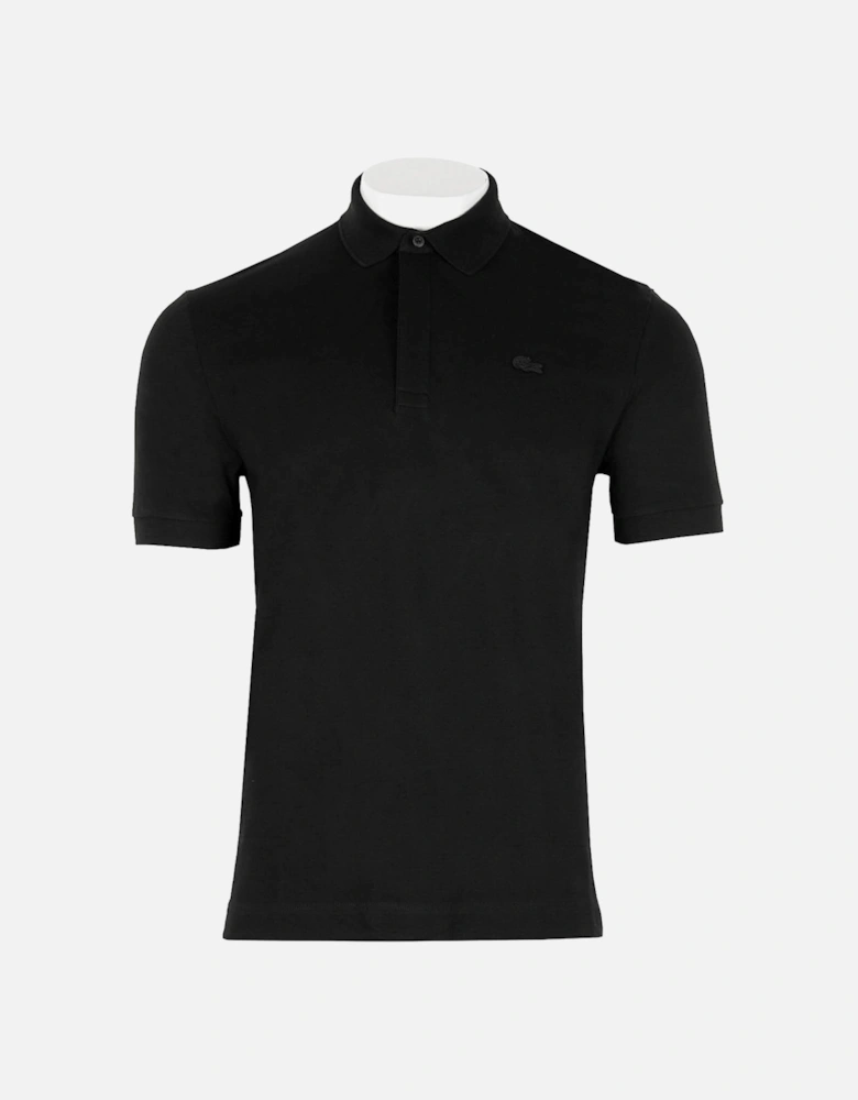 Mens Paris Concealed Button Polo Shirt (Black)