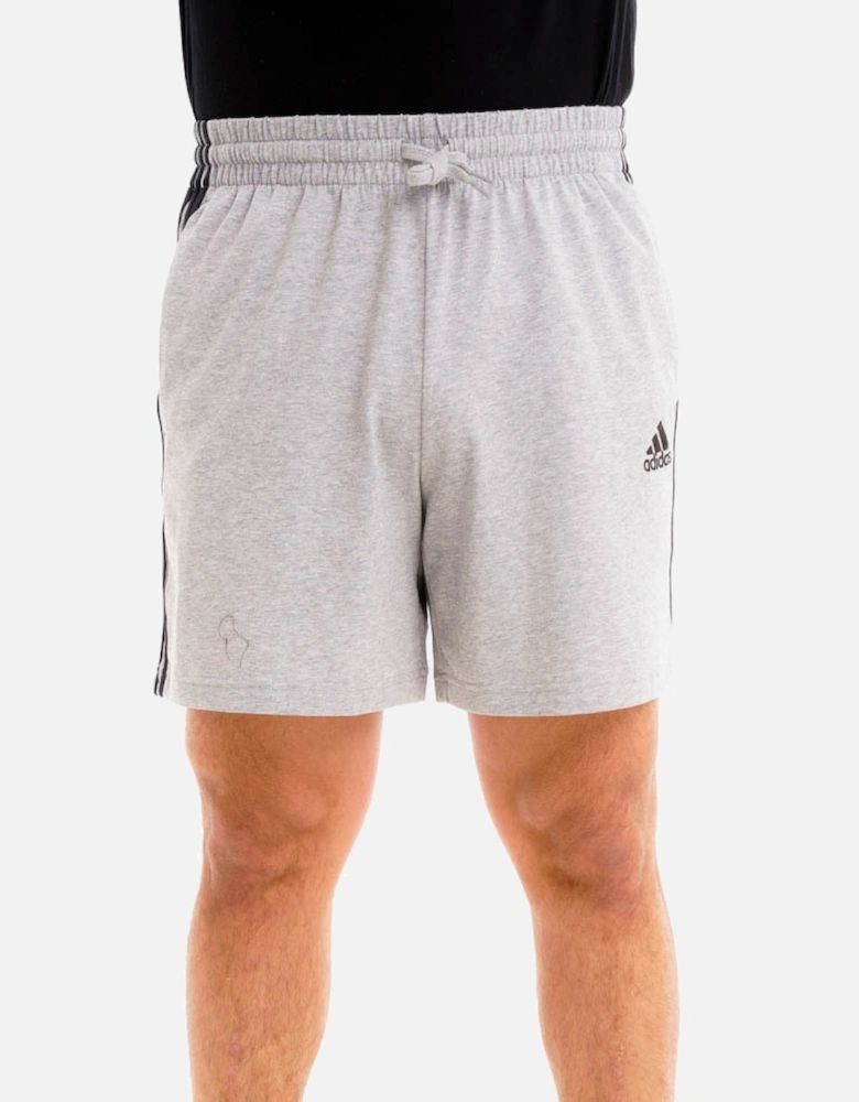 Mens 3 Stripe Jersey Shorts (Grey)