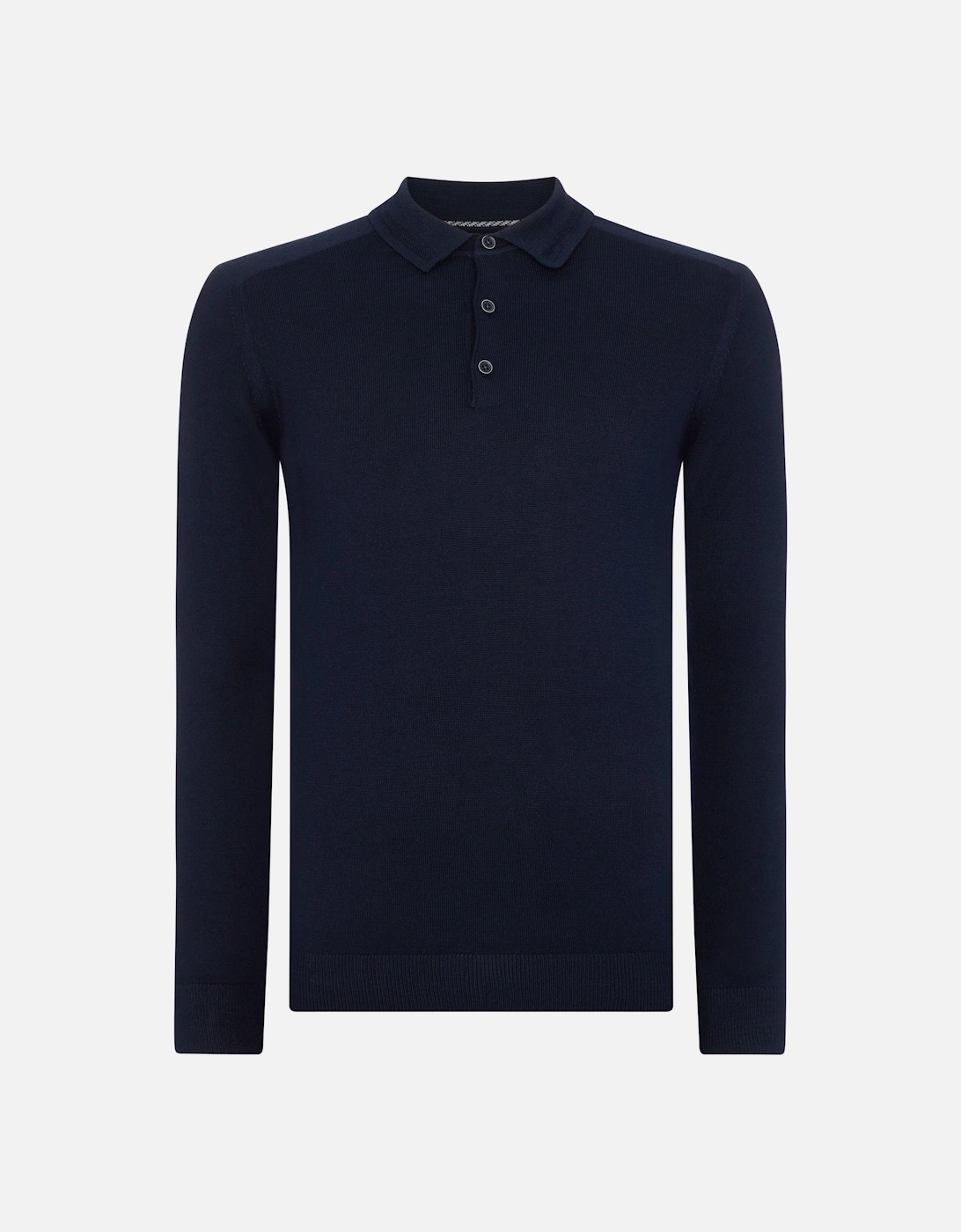 Remus Mens L/S Knitted Polo Shirt (Navy), 6 of 5