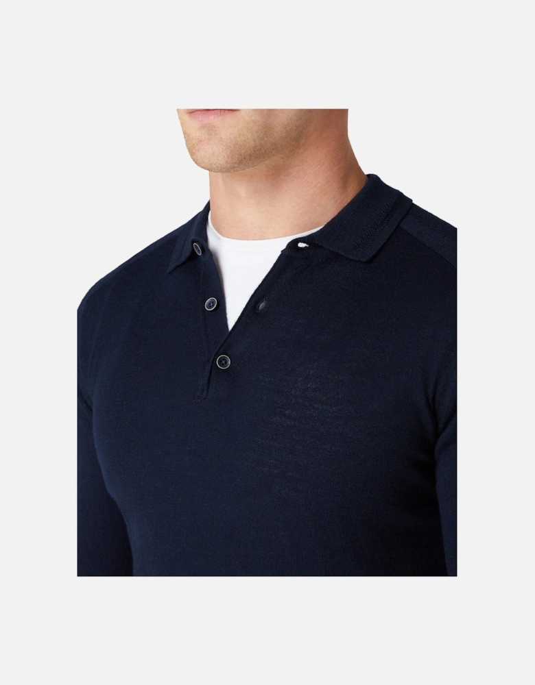 Remus Mens L/S Knitted Polo Shirt (Navy)