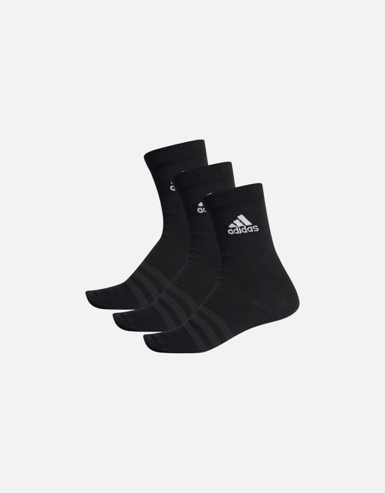 Performance Unisex 3-Stripe Lightweight Crew Socks (Black)