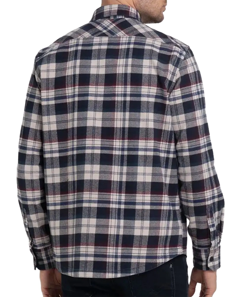 Mens Heavy Twill Check Shirt (Navy/Ecru)